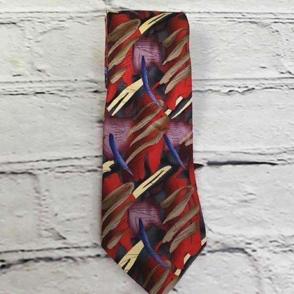 J. Garcia Zoot Coll 54 Silk Tie EUC 60" Red Tan Ye - Picture 1 of 10